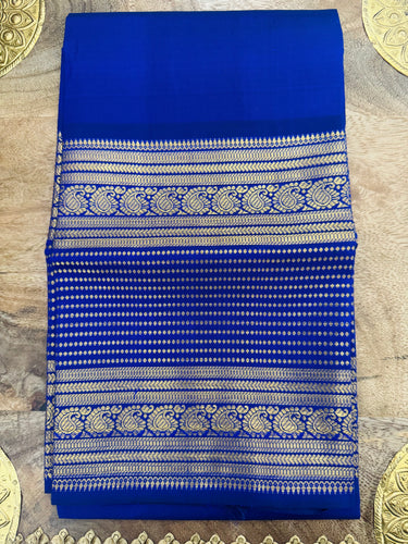 Exclusive Kanchivaram Korvai Pure Silk Pure Zari Silk Saree | Navy Blue & Light Green | Gold Zari | Handwoven | Ships from California